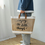 Weiyinxing Wheat Zakka Jute Cloth Shopping Bag Moistureproof Large And Small Simple Modern Handbag Yellow Bag