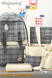 Weiyinxing Set Women Backpack Harajuku Nylon School Bags For Teenage Girls Boys Kawaii College Student Kids Book Bagpack Laptop Rucksack