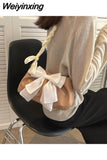 Weiyinxing White Bow Versatile Shoulder Bag Ladies 2023 Summer and Autumn Fashion New Pleated Cloud Handbag for Women Free Shipping