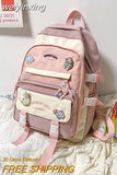 weiyinxing Fashion Kawaii Schoolbag for Teenage Waterproof Nylon Girls Bagpack Women Laptop Backpack Travel Bag Black Bookbag