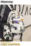 Weiyinxing Women Men Graffiti Pattern Trendy Backpack Lady Travel Badge Backpack Harajuku Bag Female Male College Girl Boy Student Bag