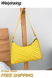 Weiyinxing Fashion Armpit Bags Lady's HandBag PU Leather Diamond Lattice One Shoulder Bag 2023 Summer New Korean Style French Stick Bag