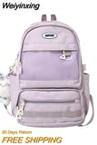 Weiyinxing Women's Backpack Solid Color Female Multi-pocket Big Woman Travel Bag High Quality Schoolbag for Teenage Girl Boy Book Knapsack