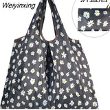 Weiyinxing Reusable Grocery Shopping Bag Ladies Tote 50lb Fashion Pocket Shoulder Bag Foldable Eco Bag Washable