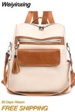 Weiyinxing Quality Pu Leather Woman Backpack Soft Vintage BagPack 2023 New Ladies Travel Rucksack