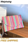Weiyinxing Womens Crossbody Bags Straw Woven Envelope Handbags Clutch Shoulder Purses Luxury Design Wallet for Lady Wedding Party Bags