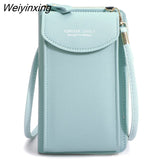 Weiyinxing Women Wallet Shoulder Mini Leather Bags Straps Mobile Phone Big Card Holders Wallet Handbag Money Pockets Girls Small Bags