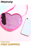 Weiyinxing Children's Bag 2023 Cute Girl Heart One-shoulder Bag Crossbody Bag DIY Funny Heart Sequin Coin Purse Key Packet Handbag