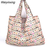 Weiyinxing Reusable Grocery Shopping Bag Ladies Tote 50lb Fashion Pocket Shoulder Bag Foldable Eco Bag Washable