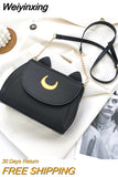 Weiyinxing Autumn Sailor Moon Ladies Handbag Cat Shape Chain Women Shoulder Bag PU Leather Bag Women Tote Bag Crossbody Leather Wallet