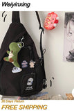 Weiyinxing Harajuku Dark Wind Girl Messenger Bag South Korea Ins Port Style Vintage Canvas Chest Bag Student Versatile Waist Bag