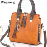 Weiyinxing YIDE Leather Ladies HandBags Women Messenger Bags Totes Tassel Designer Crossbody Shoulder Bag Boston Hand Bags Hot Sale