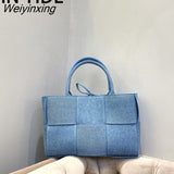 Weiyinxing Denim Women's Handbags Designer Woven Canvas Shoulder Bag Brands Composited Bags for Women 2023 Shopper Purses Clutch New