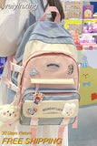 weiyinxing Fashion Kawaii Schoolbag for Teenage Waterproof Nylon Girls Bagpack Women Laptop Backpack Travel Bag Black Bookbag