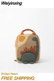 Weiyinxing Embroidery Sun Long Neck Small Dinosaur Backpack Hook Hair Embroidered Cartoon Canvas Kindergarten Children Backpack