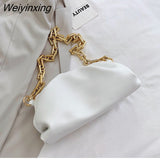 Weiyinxing YIDE Day Clutch Thick Gold Chains Dumpling Clip Purse Women Cloud Underarm Shoulder Bag Pleated Designer Pouch Totes Handbag