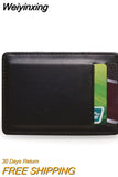 Weiyinxing Thin Vertical Men Wallet Small PU Leather Elastic Ribbon Purse Mini Solid ID Card Holder Bank Credit Card Case for Man