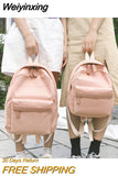 Weiyinxing Teenager Canvas Backpack Gril Boy Schoolbag Softback Solid Color Casual Soft Handle mochilas mujer Escolar rucksack