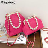 Weiyinxing HandBag Stylish Pearl Clutch Fashion Crossbody Bags For Women 2023 Simple Clip Casual Women's Shoulder Bag Frame Quilted