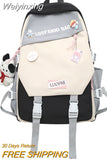 Weiyinxing Badge Kawaii Women Waterproof Laptop Book SchoolBag Girl Nylon Student Backpack Fashion Female Travel College Backpack Cute