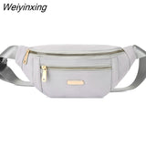 Weiyinxing Women Plaid Waist Bag Female Oxford Waterproof Belt Bags Designer Crossbody Chest Bag Ladies Fashion Fanny Pack Banana Hip Purse