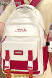 Weiyinxing Female Red Travel Waterproof College Backpack Girl Kawaii Nylon School Backpack Lady Cute Laptop Student Book Bag Women