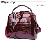 Weiyinxing YIDE New Designer Women's Handbags Quality Oil Pu Women Messenger Bag Crocodile Pattern Patent Leather Shoulder Bags Ladies