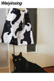Weiyinxing Cute Tote Bags for Women Luxury Designer Handbag Kawaii Black Cats Print Harajuku Large Capacity Nylon Student Shopper Bag