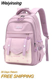 Weiyinxing School Backpack Korean Style For Girls Waterproof Nylon Fabric Travel Backpacks Children School Bag Teenagers Casual Bags