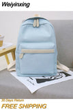Weiyinxing Teenager Canvas Backpack Gril Boy Schoolbag Softback Solid Color Casual Soft Handle mochilas mujer Escolar rucksack