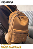 weiyinxing Designer Soft Pu Leather Women Backpack Large School Bags for Teenage Girls Ladies Shoulder Bags With Rivet Mochila Feminina