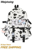 Weiyinxing Women Backpacks Female Cow Printing Funny Student Knapsack Large Capacity Cute Pendant for College for Ladies Girl
