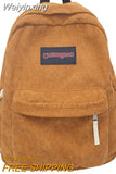 Weiyinxing Boy Girl Corduroy Green School Bag Men Women Laptop College Backpack Cool Lady Student Fashion Female Travel BookBag New