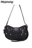 Weiyinxing Y2k Goth Shoulder Bag for Women American Retro Punk Handbags Rivets Pu Leather Hot Ladies Hip Hop Fashion Crossbody Bags