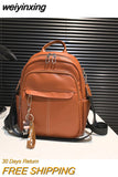 weiyinxing Designer Fashion Women Leather Backpack Soft Solid Color Multi-Function Small Backpack Female Ladies Shoulder Bag Girl Purse