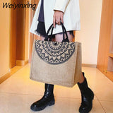 Weiyinxing Canvas Handbags For Women Fashion Tote Beach Bags Reusable Shopping Bags Casual Large Capacity Designer Shoulder Pouch Bags