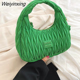 Weiyinxing Woman's Satchel Bag Pleated Designer Women Bags 2023 Trend Embroidered Thread Crescent Bags For Women Luxury Handbags