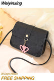 Weiyinxing Shoulder Crossbody Bag New 2023 Ladies Embossed PU Leather Small Square Bag Heart-shaped Small Pendant Fresh Sweet Phone Bag