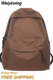 Weiyinxing Solid Color Large Backpack Young Girls Men Korean Style Kawaii School Bag Shoulder Bag High School Students Nylon Backpacks