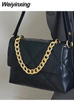 Weiyinxing Diamond Lattice Shoulder Bag for Women 2023 New Trend Simple Winter Pu Leather High Quality Ladies Chain Crossbody Bag