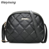 Weiyinxing PU Leather Messenger Women Bag Girls Ladies Shoulder Bags Black Plaid Lattice Small Crossbody Bags Handbag