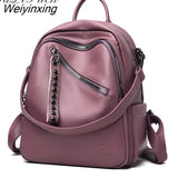 Weiyinxing New High Quality Leather Backpacks Women High Capacity Travel Backpack Mochilas School Bags For Teenage Girls Shoulder Bag