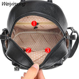 Weiyinxing Brand Rivet Design Women's Backpack 2023 High Quality Classic Girl's Rucksack Fashion Large Student Knapsack Black Red