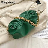 Weiyinxing YIDE Day Clutch Thick Gold Chains Dumpling Clip Purse Women Cloud Underarm Shoulder Bag Pleated Designer Pouch Totes Handbag