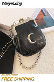Weiyinxing Leather Women Chain Small Crossbody Bag Fashion Female Clip Shoulder Bags Crocodile Pattern Ladies Coin Purse Clutch Handbags