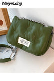 Weiyinxing Winter Fashion Womens Shoulder Bag Soft Purses and Handbags Luxury Designer Silver Solid Color Pillow Cloud Crossbody Bag