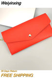 Weiyinxing Ladies' Long Purse Women's Hand Purse Multi-card Button Fashion Mobile Phone Case Solid Color All-match Fashion Ring Chain