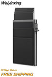 Weiyinxing Credit Card Holder Wallet Metal Thin Slim Bank Card Case Men Women Pop Up Minimalist Wallet Small Black Purse Metal Vallet
