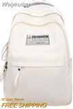 Weiyinxing White Travel Waterproof Student Backpack Girl Kawaii Nylon School Backpack Women Laptop Lady Cute College BookBag Fashion