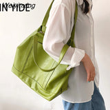Weiyinxing YIDE Large Capacity Soft Tote Shoulder Bags For Women Summer 2023 Trends Fashion Solid Color Big Ladies Handbags White Green